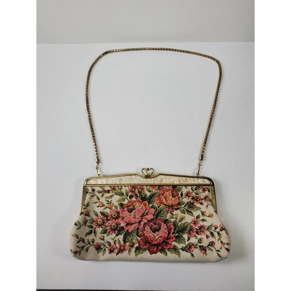 Vintage flower purse with removable chain strap Clutch or a shoulder Purse. - Picture 1 of 9